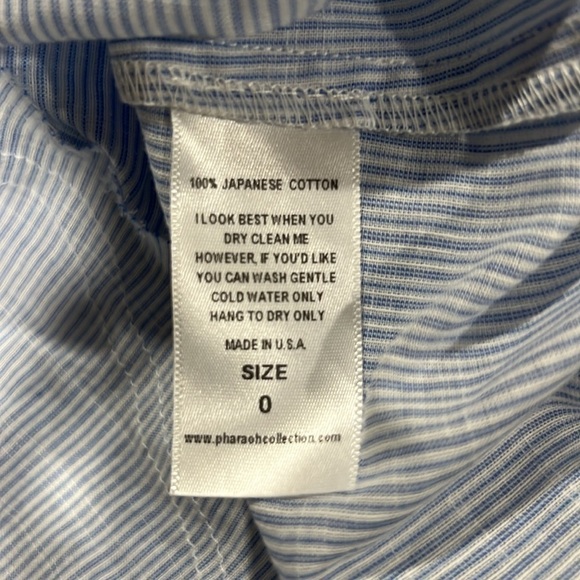 Pharaoh Top NWT 0 Chambray Blue Striped Button Up Japanese Boho Office Neutral - Picture 7 of 8